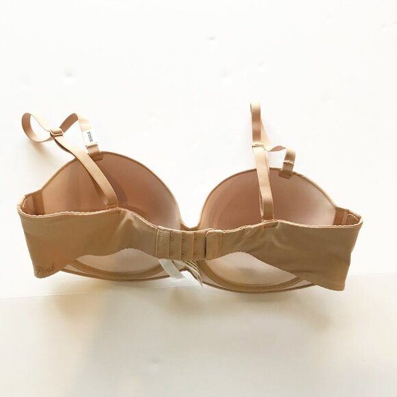 PINK Victoria's Secret NWT Strapless Push-Up Bra Nude Underwire Womens 36D - Picture 3 of 8